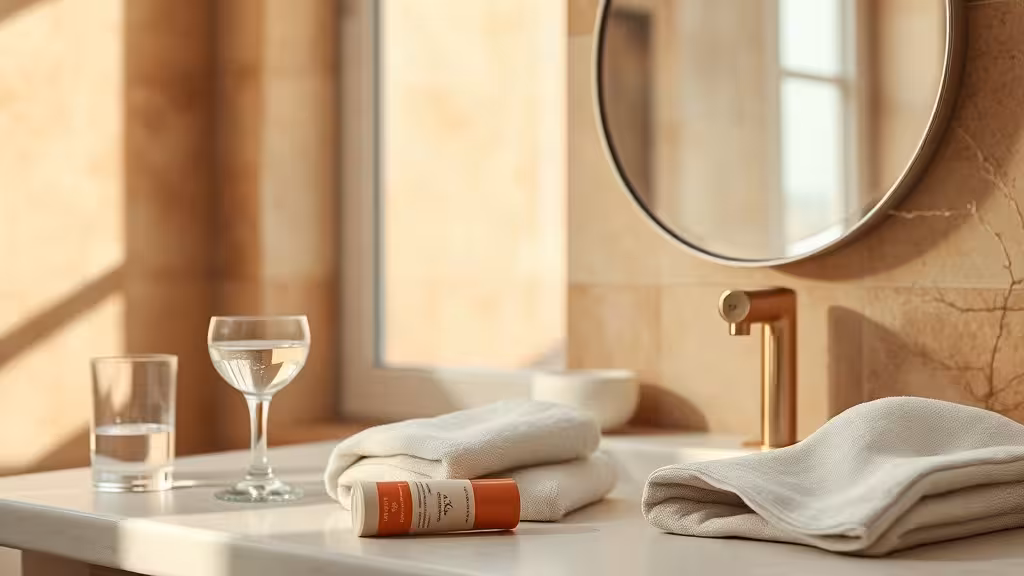 Rituel doux pour des lèvres naturelles sans injection avec baume et verre d’eau.