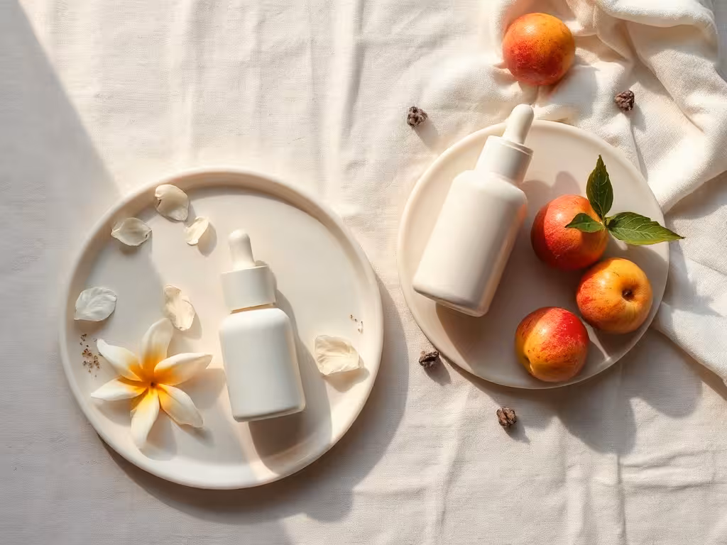 Deux actifs cosmétiques illustrent le choix entre niacinamide et vitamine C