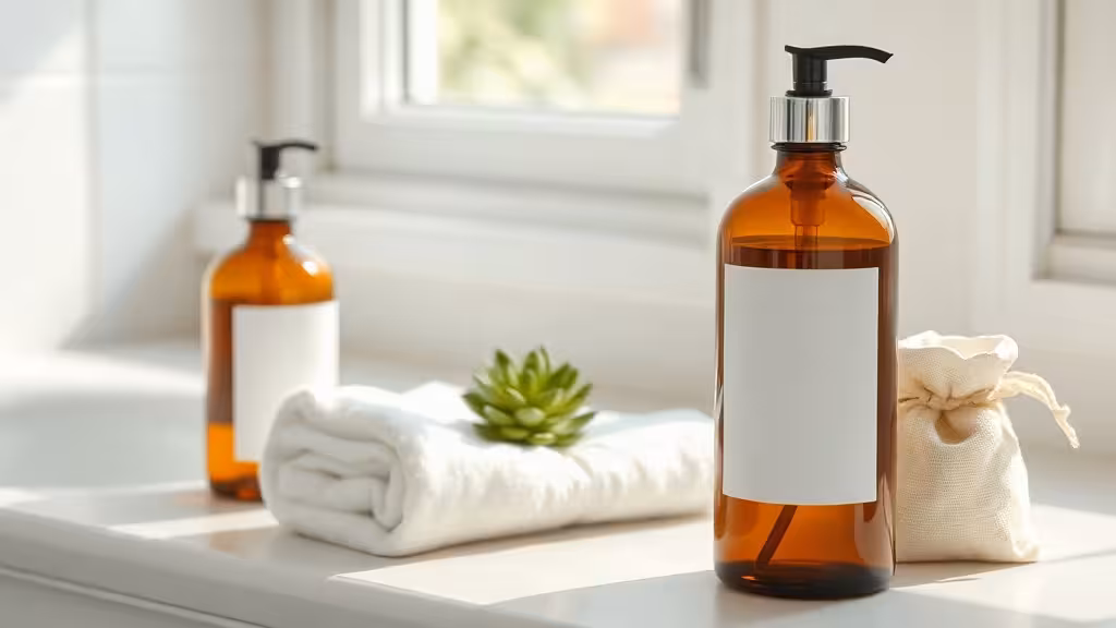 Routine douce au rétinol pour peau sensible dans une salle de bain lumineuse