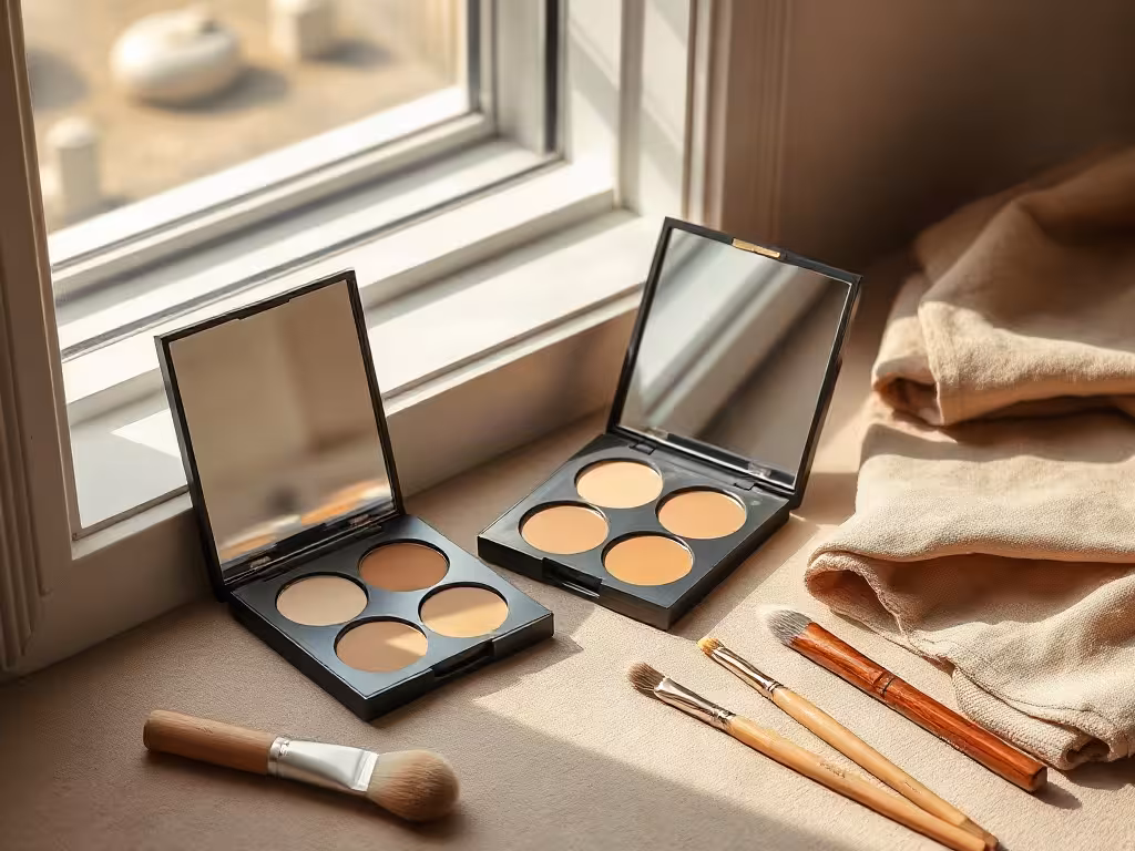 Outils de maquillage pour appliquer un teint naturel sur peau mature avec légèreté.